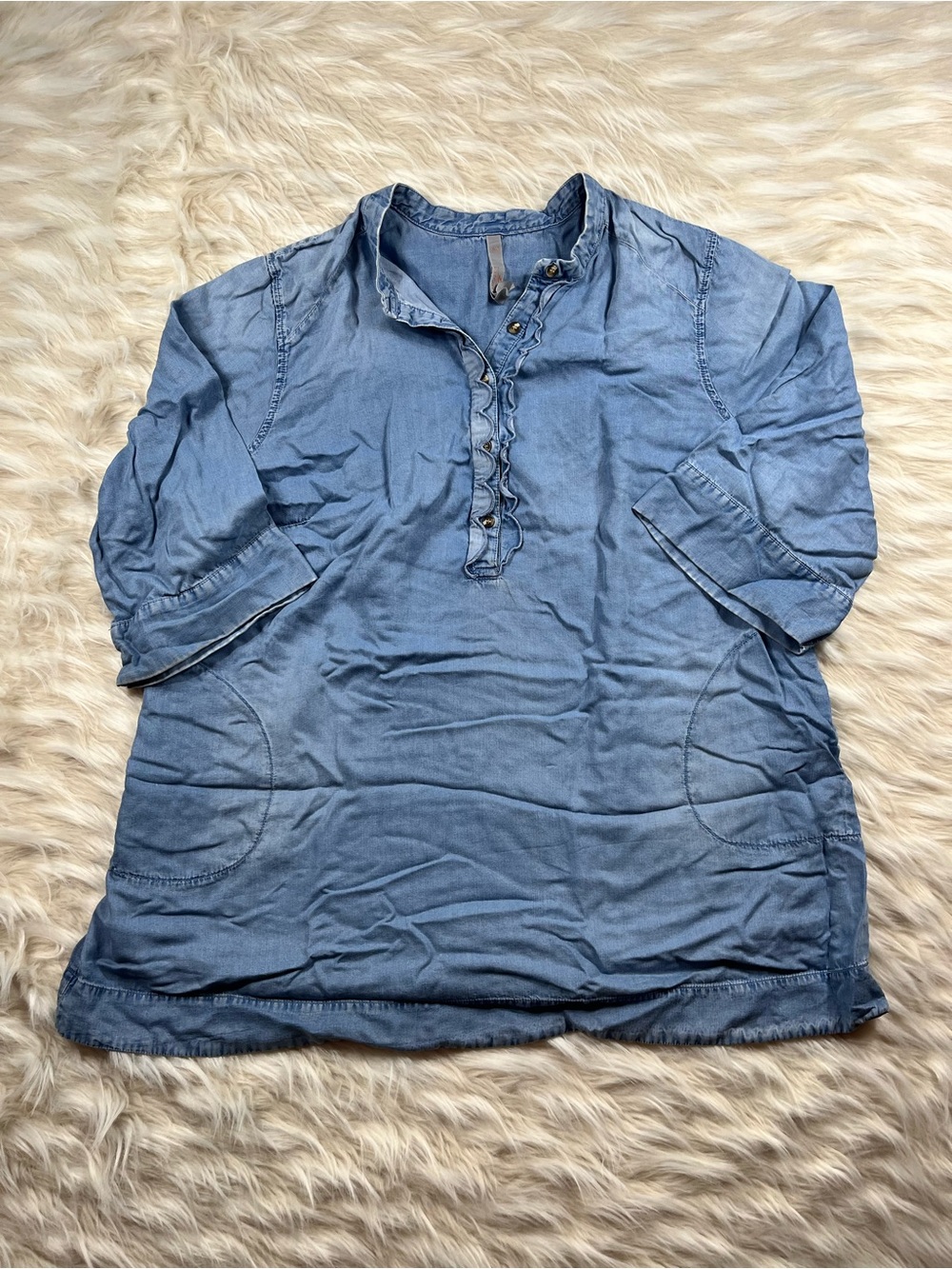 Seven7 Jessica McCarthy 2X Western Tunic 3/4 Sleeve Blue